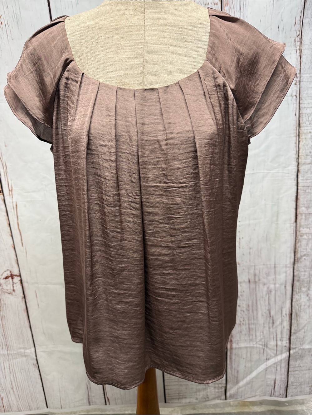 NWT Short Sleeve Brown Taupe Blouse